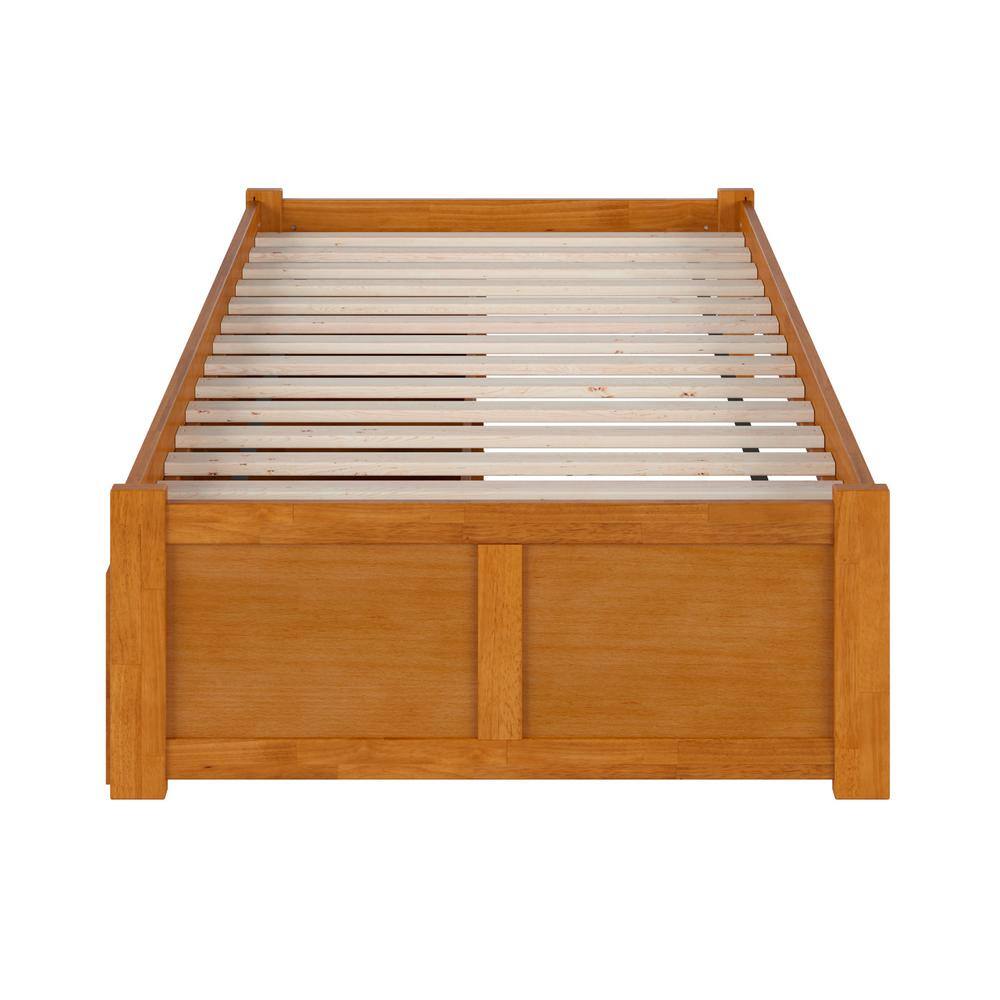 Light Toffee Twin Wood Platform Bed with Storage Drawers