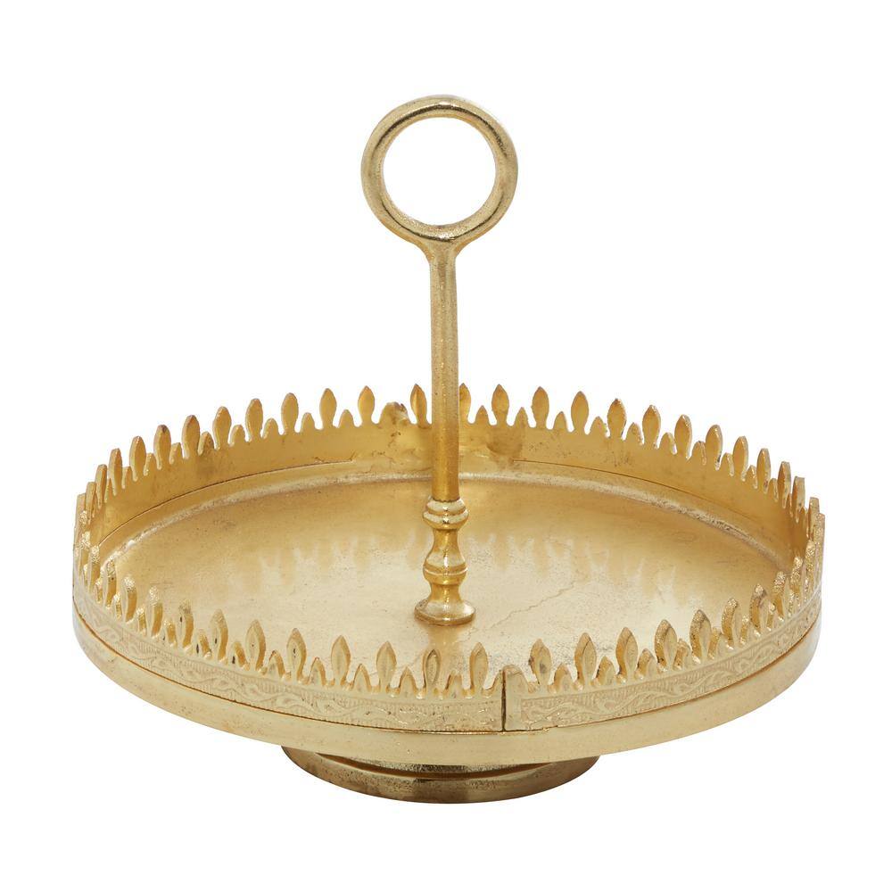 Gold Aluminum Glam Cake Stand with Finial Handle