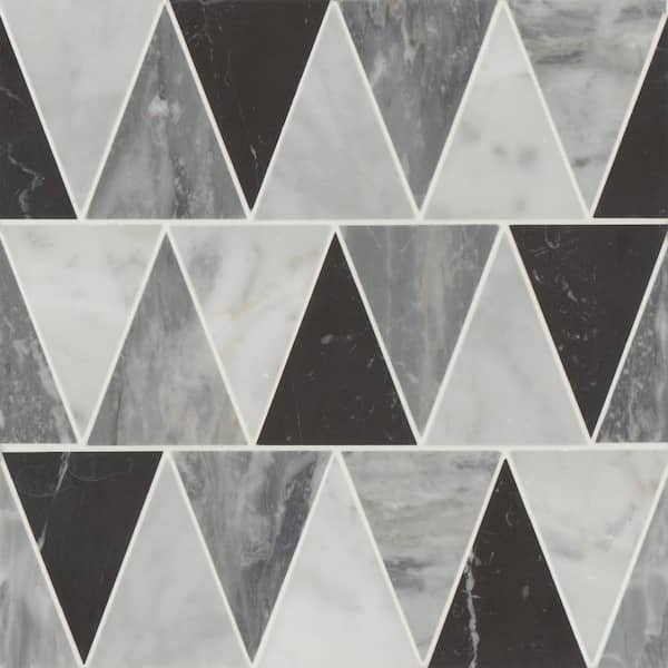 Bedrosians Sample-Modni Triangular 4 in. x 5 in. Honed Cool Blend Marble Mosaic Tile