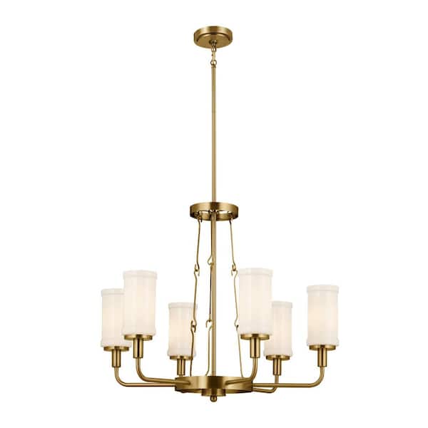 Vetivene 29 in. 6-Light Natural Brass Vintage Candlestick Circle Chandelier for Dining Room
