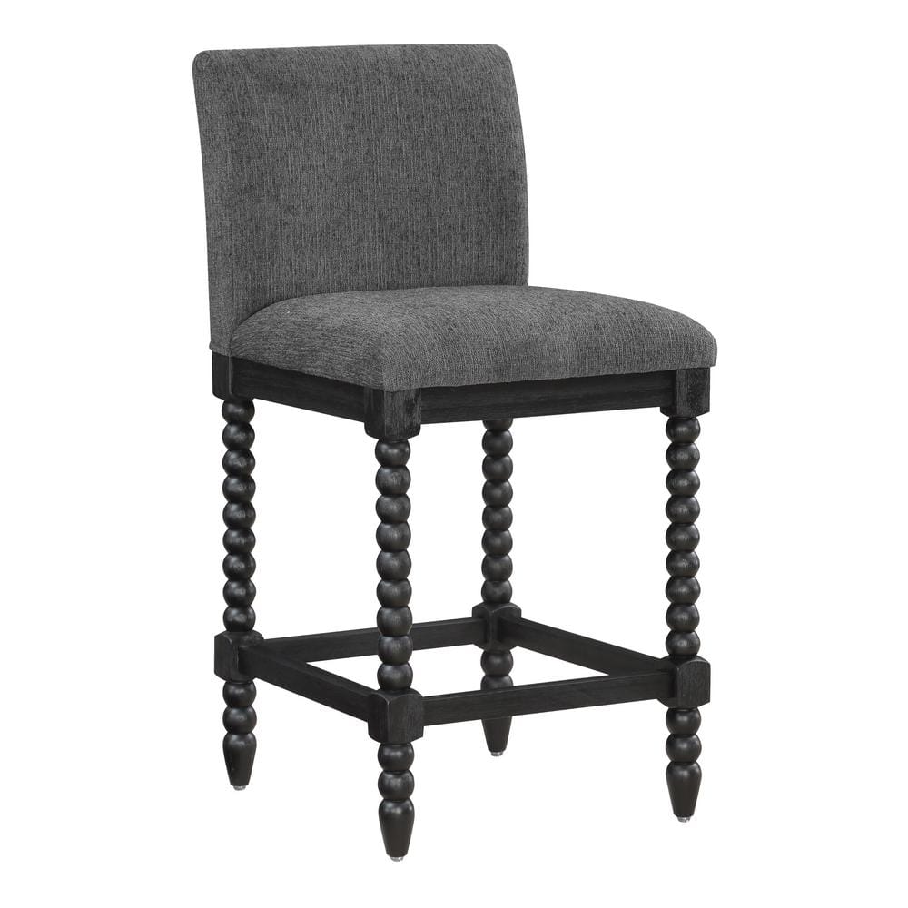 Eliza 26.5 in. Black Full Back Wood Spindle Counter Stool with Charcoal Fabric price history on PriceWatchPro