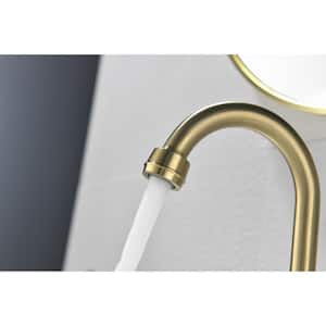 2-Handle Single Hole Bathroom Faucet with Copper Pop Up Drain and 2 Water Supply Lines in Brushed Gold