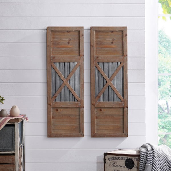 FirsTime & Co. 36 in. x 12 in. Raleigh Shutter Wooden Wall Plaque Set