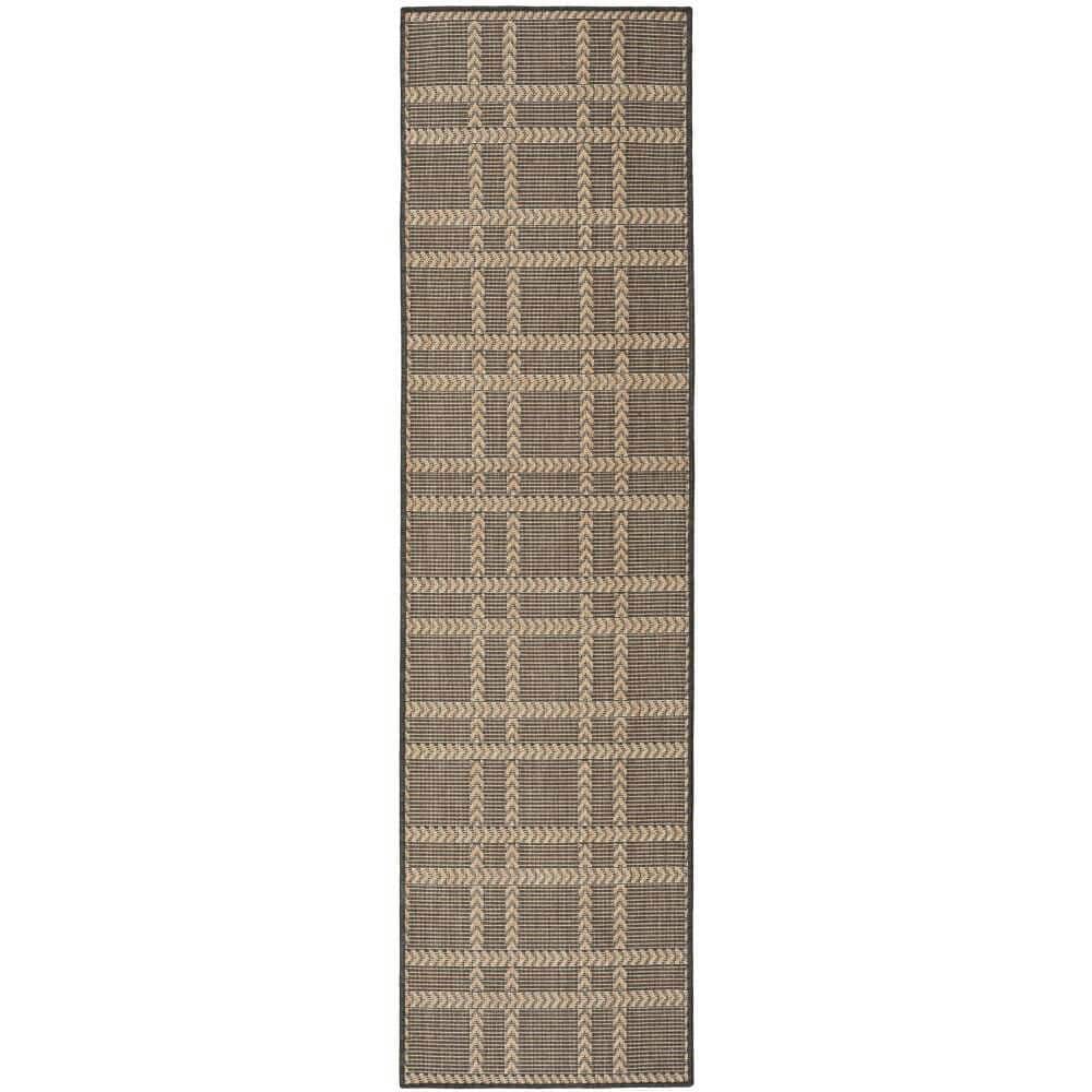 Nourison Horizon Indoor/Outdoor Charcoal 2 ft. x 6 ft. Geometric ...