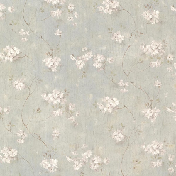 Chesapeake Dixie Aqua Floral Trail Paper Strippable Roll Wallpaper (Covers 56.4 sq. ft.)
