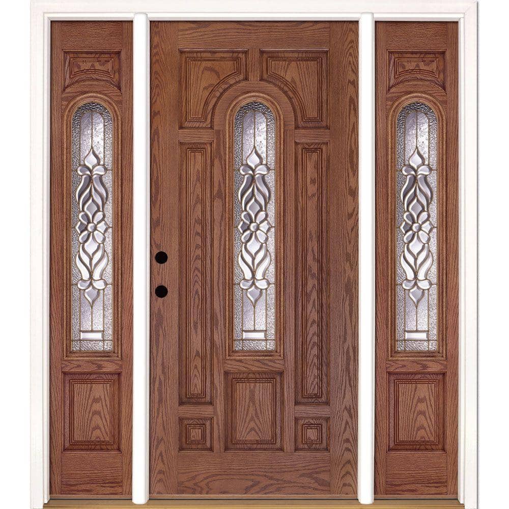 63.5 in.x81.625in.Lakewood Brass Center Arch Lt Stained Medium Oak Right-Ha