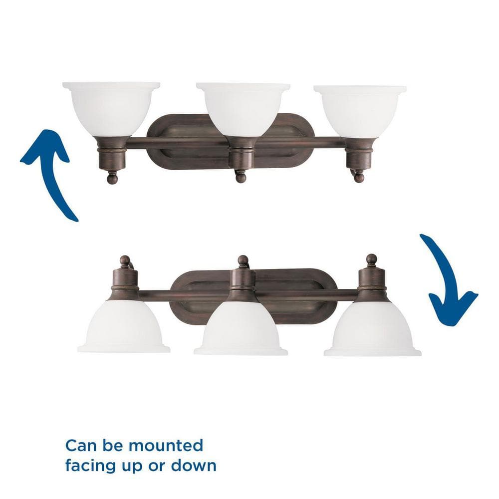 Antique Bronze 3-Light Wall Bracket with Etched Glass Shades