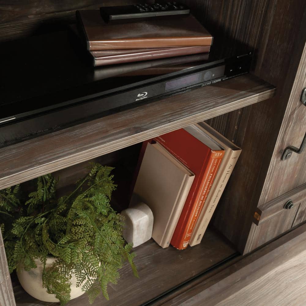 Pebble Pine Farmhouse TV Credenza with Sliding Doors