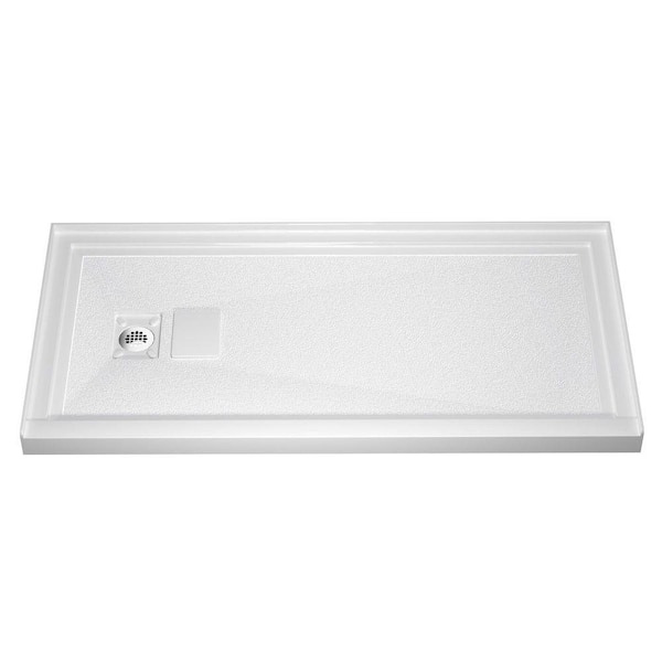 72 in. L x 36 in. W Acrylic Single Threshold Alcove Floor Rectangular Shower Pan Base with Left Drain in White