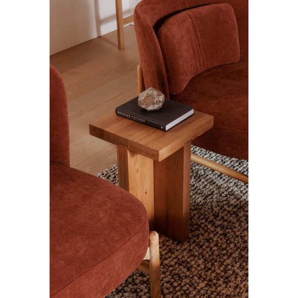 Kaida 13 in. Square Solid Oak Wood Side Table with Natural Finish and Dado Joinery