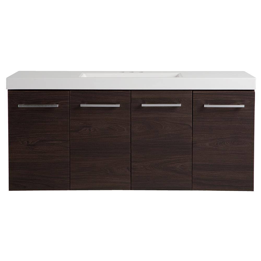 Domani Stella 49 in. W x 19 in. D Wall Hung Bath Vanity in Elm Ember