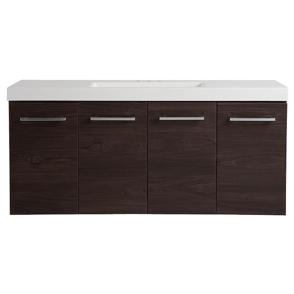 Domani Stella 49 in. W x 19 in. D Wall Hung Bath Vanity in Elm Ember with Cultured Marble Vanity Top in White with White Sink