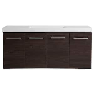 Stella 49 in. W x 19 in. D x 22 in. H Single Sink Floating Bath Vanity in Elm Ember with White Cultured Marble Top