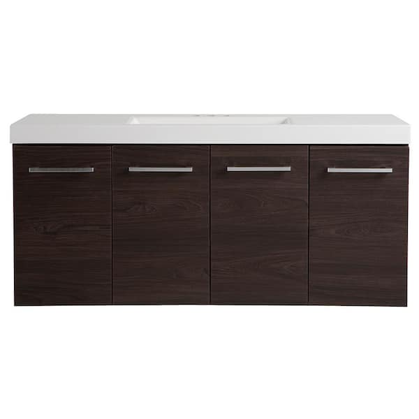 Stella 49 in. Single Sink Elm Ember Floating Bath Vanity with White Cultured Marble Top (Assembled)