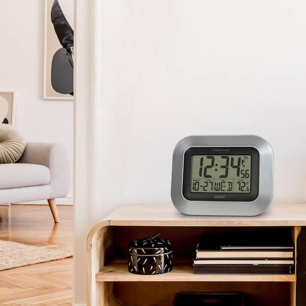 La Crosse Technology 7 in. H Digital Atomic Silver Wall Clock with