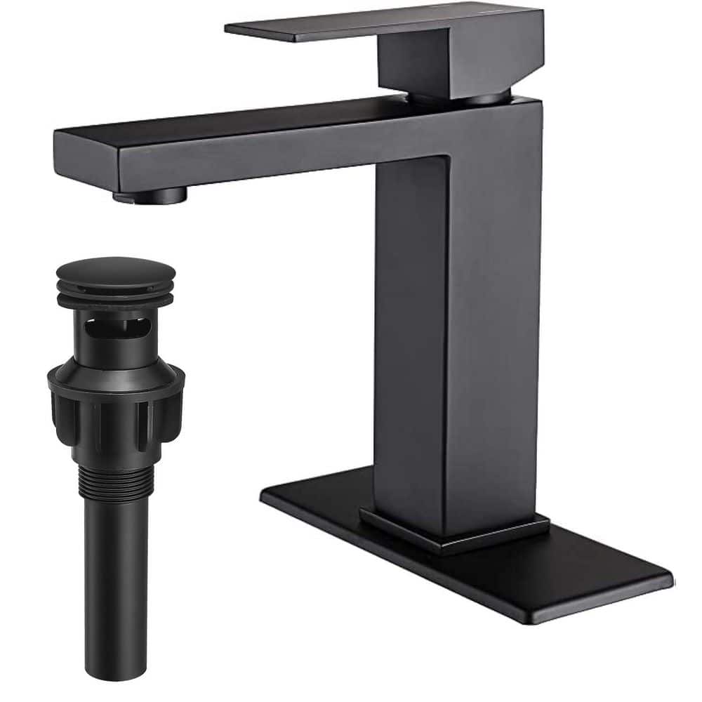 Single Handle Single Hole Bathroom Faucet with Pop-up Drain in Matte Black price history on PriceWatchPro