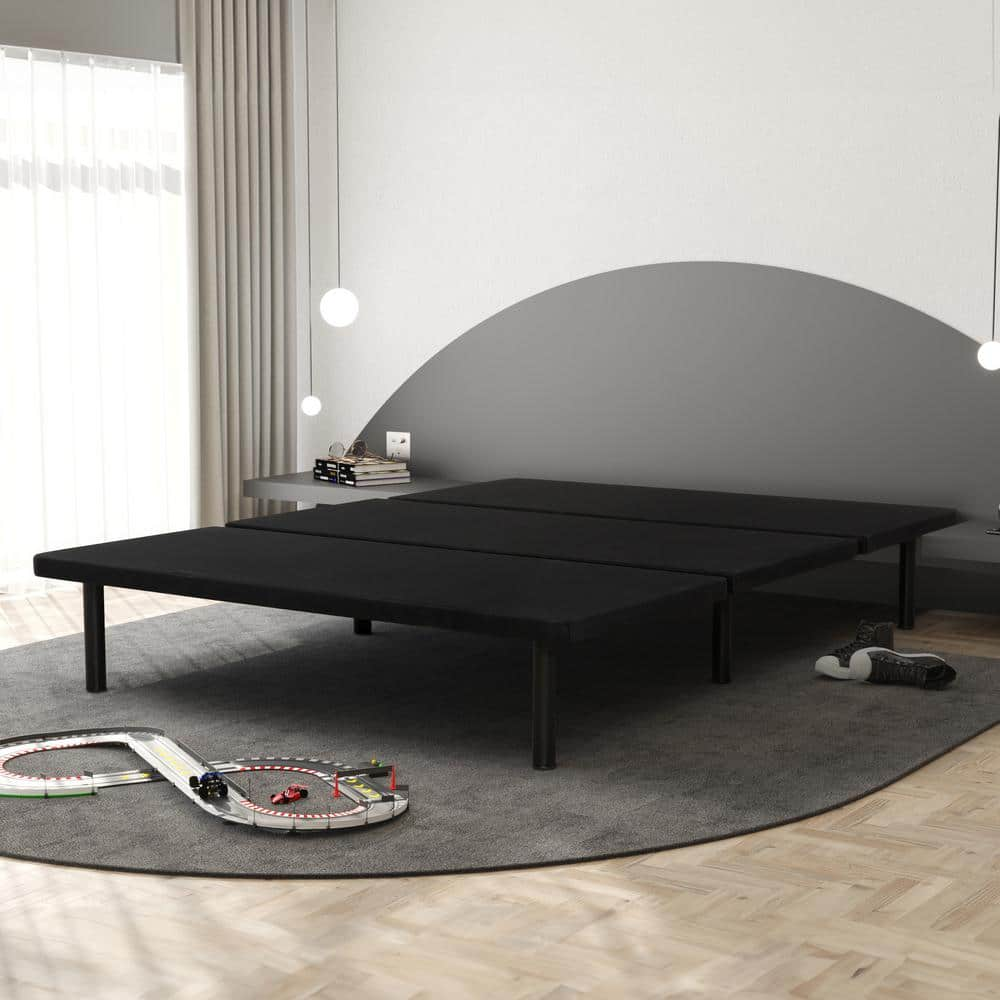 ZenBase Black Upholstered Platform Bed Frame, King