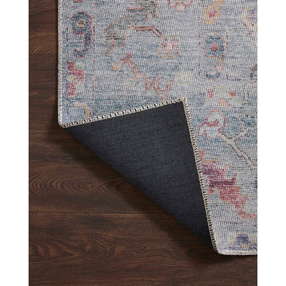 Blue Floral Oriental Synthetic Easy Care Rug 3'6" x 5'6"