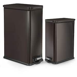 7.9 gal. and 2.5 gal. Stainless Steel Step-On Kitchen Trash Can Combo Value Set with Soft Close Lid