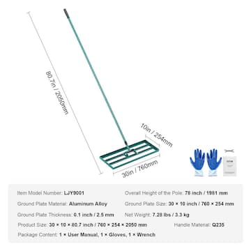 Lawn Leveling Rake 30 in. x 10 in. Level Lawn Tool Heavy-duty Lawn Leveler with 78 in. Steel Extended Handle Rake Suit