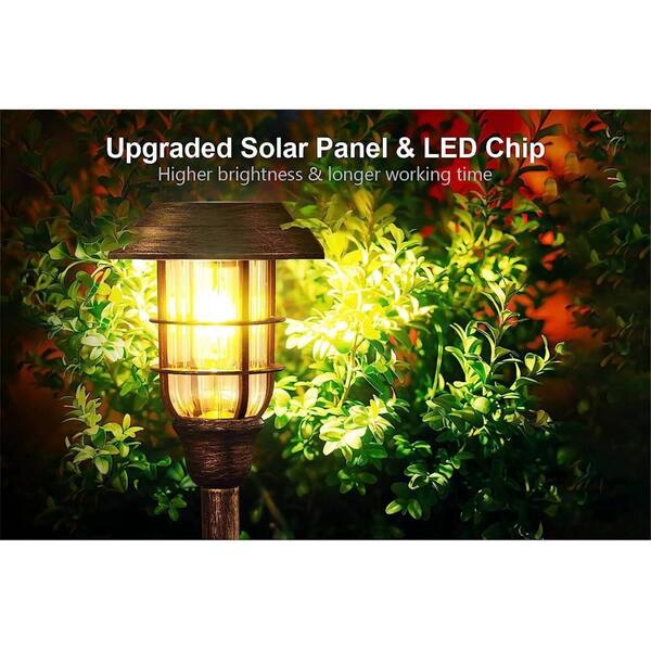 Pearlstar Solar Lights Outdoor Garden Decor - 8 Pack 16inch Solar Pathway Lights For Outside, Waterproof Solar Powered Outdoor Garden Light For Yard, Landscape, Walkway, Patio