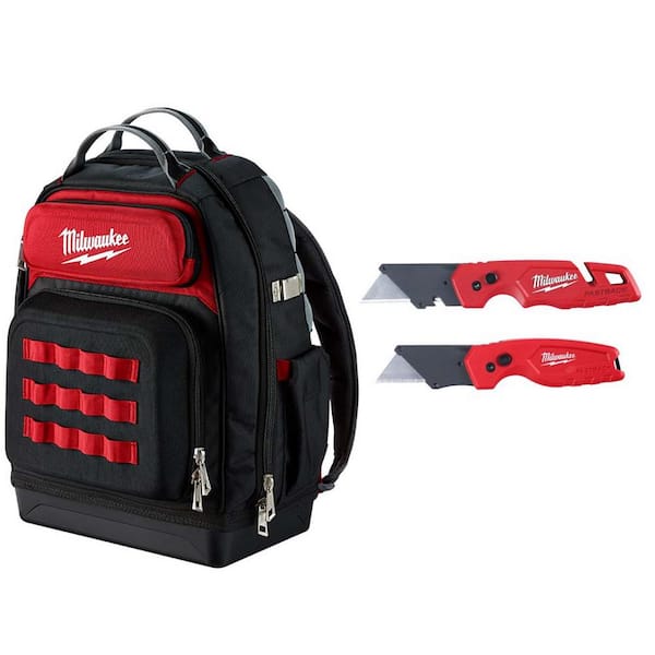 Ultimate Jobsite Black 15 in. Backpack With 2 PK Flip Utility Knife Set
