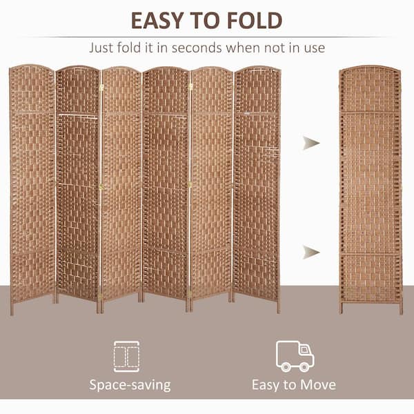 6 ft. Natural Tall Room Divider Weave Fiber Folding Privacy Screens (6-Panel)
