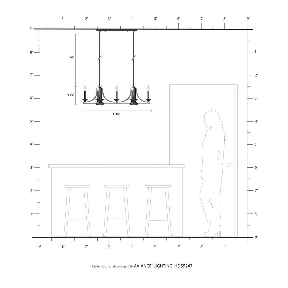 Modern Transitional Bronze Steel 9-Light Indoor Chandelier