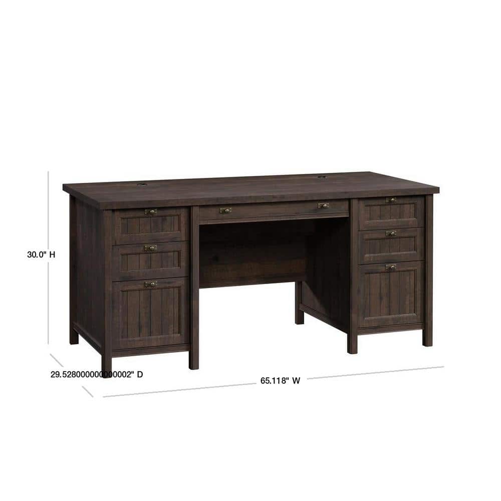 Costa Coffee Oak Executive Desk with Storage Drawers