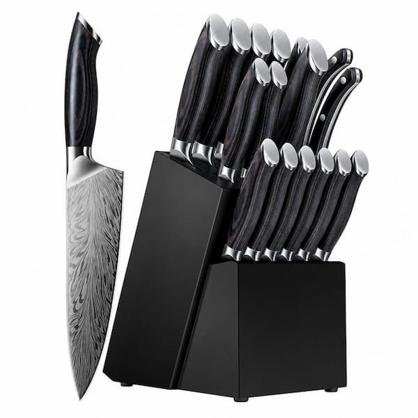 16-Piece Steel Japanese Knife Set with Ergonomic Pakkawood Handle, Chef Knives Set for Kitchen Cooking