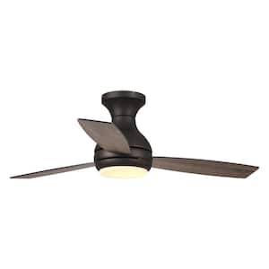Beckette 48 in. Oil Rubbed Bronze Flush Mount Integrated LED Ceiling Fan with Light and Remote Control