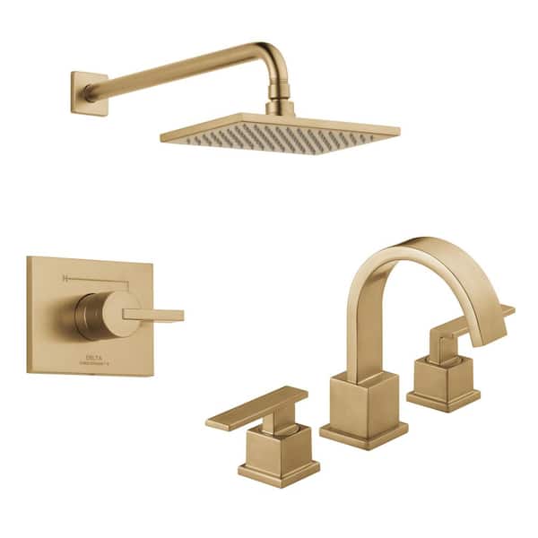 Vero Gold 1-Spray Shower Faucet with 8 in. Widespread Double Handle Bathroom Faucet in Champagne Bronze