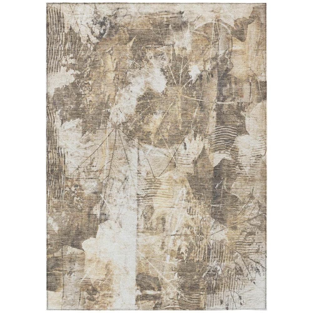Taupe and Ivory 5 ft. x 8 ft. Woven Floral Rectangle Indoor/Outdoor Area Rug price history on PriceWatchPro