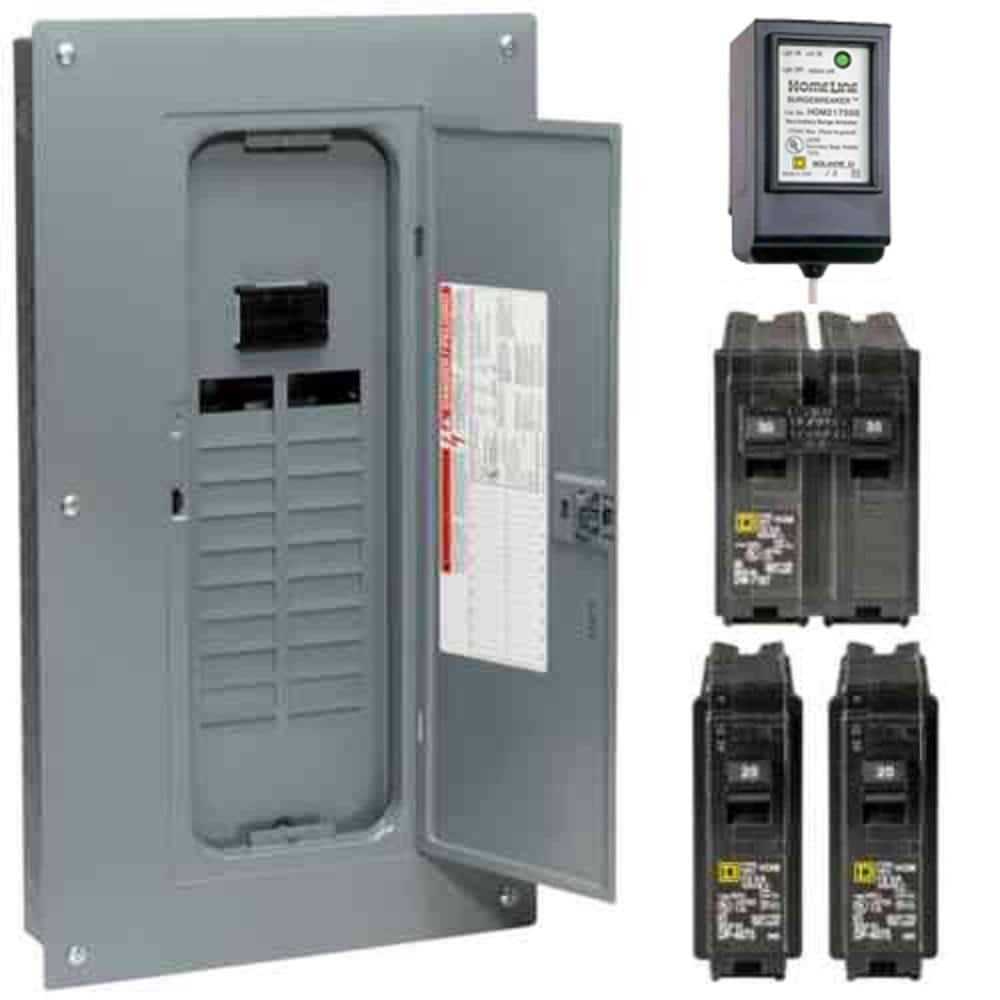 Homeline 100 Amp 20-Space 40-Circuit Indoor Main Breaker Plug-On Neutral Load Center with Cover, Surge SPD - Value Pack price history on PriceWatchPro
