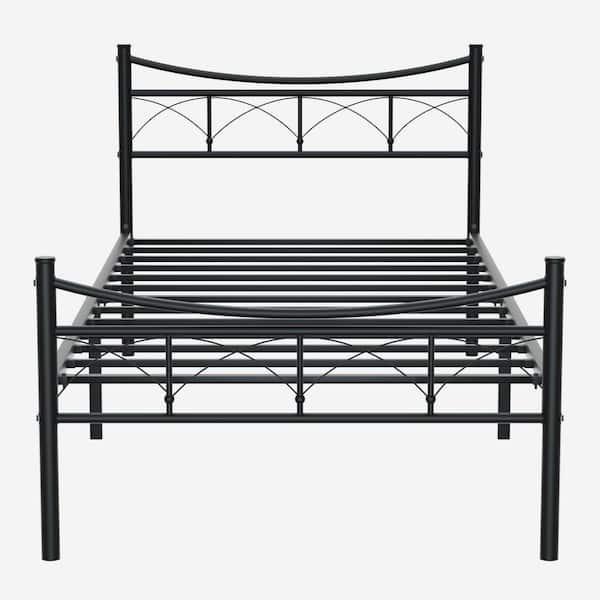 VECELO Victorian Bed Frame ，Black Metal Frame，Twin Size, 39" W, Carbon ...