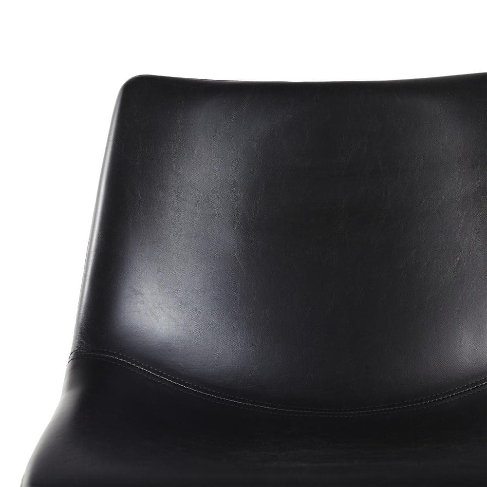 24" Black Faux Leather and Metal Counter Stools, Set of 2