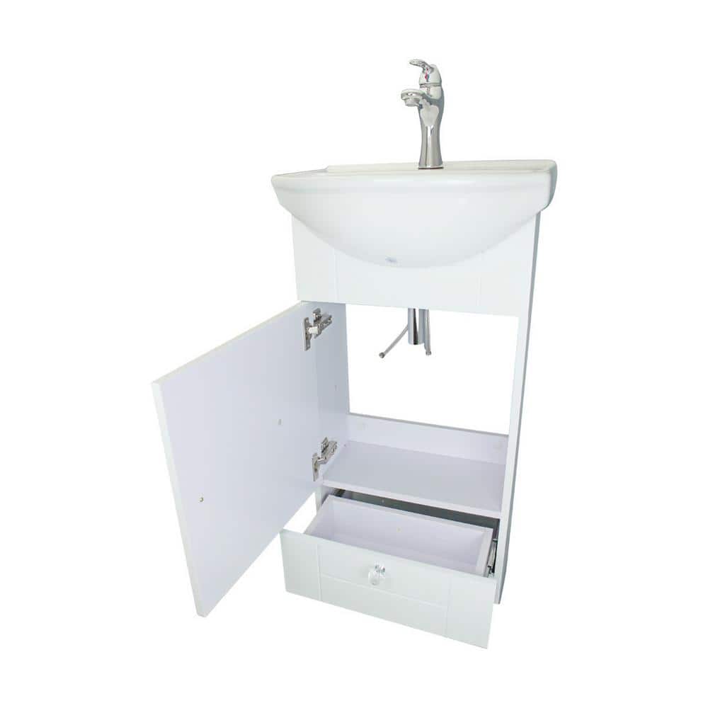 White 34.5" Porcelain and MDF Bathroom Vanity Sink
