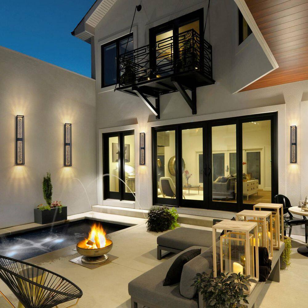 31.5 in. 2-Light Modern Bubble Glass Integrated LED Black Outdoor Wall Sconce price history on PriceWatchPro