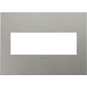 adorne 3 Gang Decorator/Rocker Wall Plate, Brushed Stainless Steel (1-Pack)