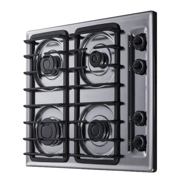 24 in. Gas Cooktop in Chrome with 4 Burners