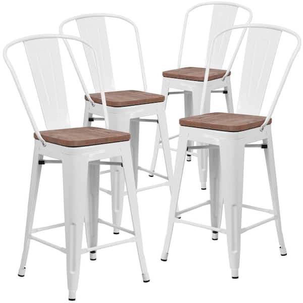 Carnegy Avenue 39.25 in. White Bar Stool (Set of 4)