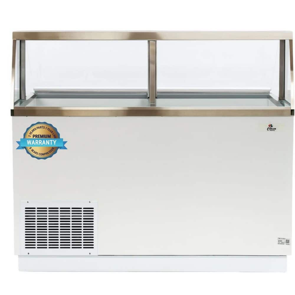 68 in. W 22.8 cu.ft NSF Auto-Defrost Commercial Portable Freezer 16 Tub Deluxe Ice Cream Dipping Cabinet in White