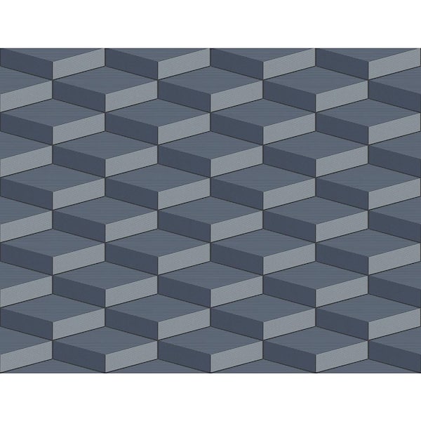 CASA MIA Cube Blue Paper Non-Pasted Strippable Wallpaper Roll (Cover 60.75 sq. ft.)