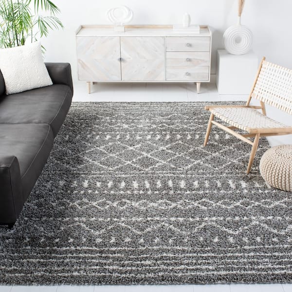 Arizona Shag Brown/Ivory 7 ft. x 7 ft. Geometric Lodge Square Area Rug