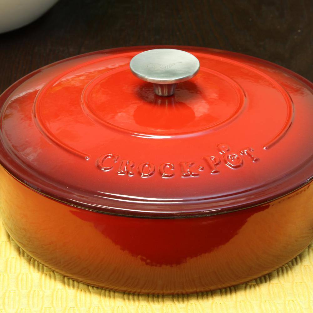 Scarlet Red 3.5 Qt Cast Iron Sauté Pan with Lid