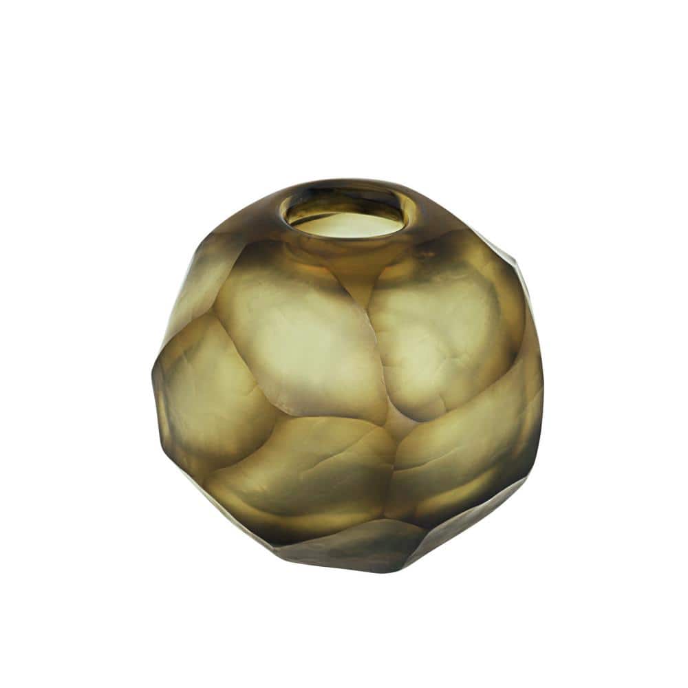 4-3/4 in. Dia x 4 in. Height, Amber Glass, Table Vase Centerpiece Home Deco