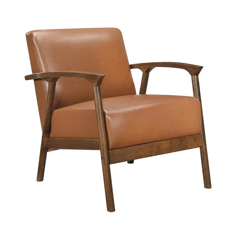 Lazzara Auden Brwon Faux Leather Upholstery Accent Arm Chair