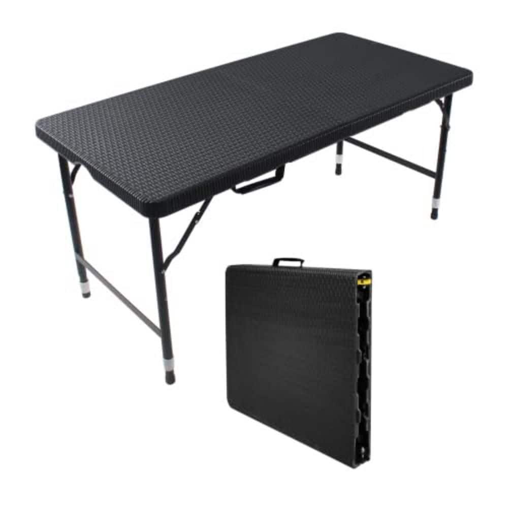 Folding Table 4 ft. Heavy Duty Fold in Half Plastic Table Portable Utility for Multiple Occasions Black