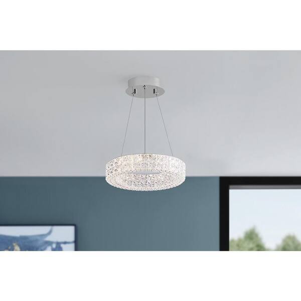 Home Decorators Collection Wesley Park 11 in. Chrome Dimmable LED Round Semi-Flush Mount Ceiling Light with Clear Acrylic Shade