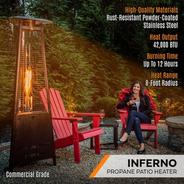 Inferno 42,000 BTU Hammered Bronze Propane Tower Heater with Wheels